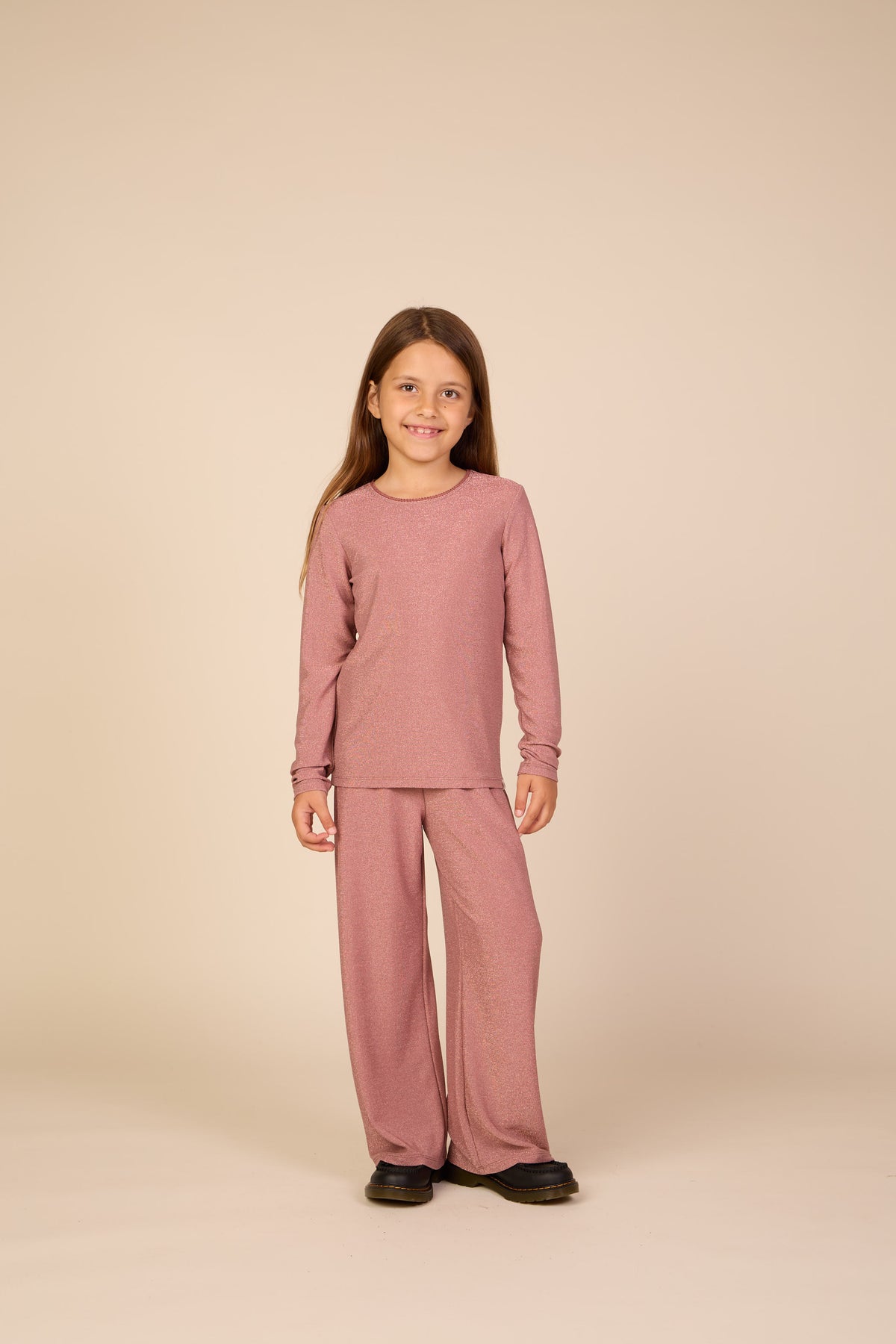 Long-Sleeve Lurex T-Shirt - Tween - Dusty Rose | 101666 Helen