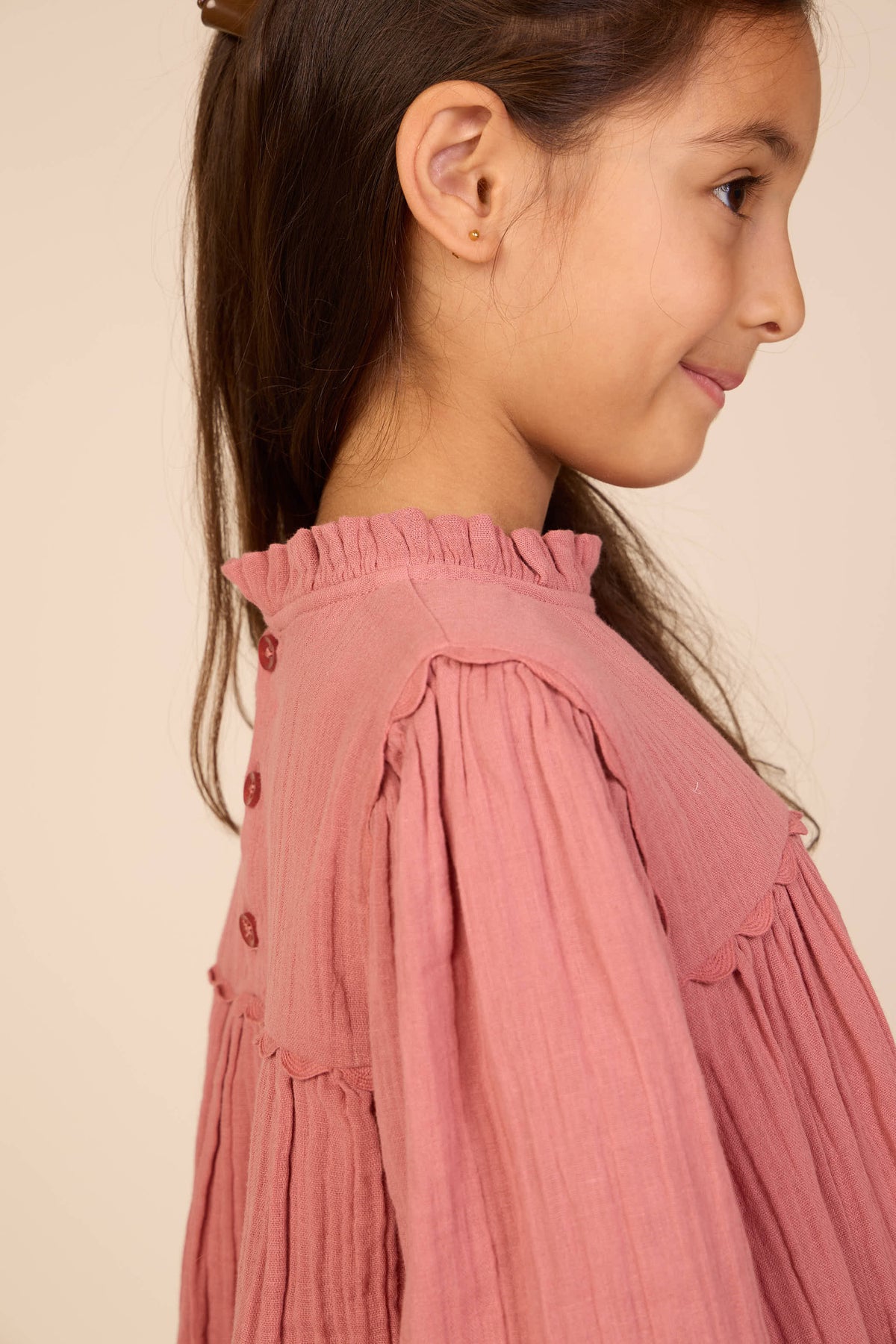 Cross-Stitch Double Gauze Dress - Tween - Dusty Rose | 101466 Laureen