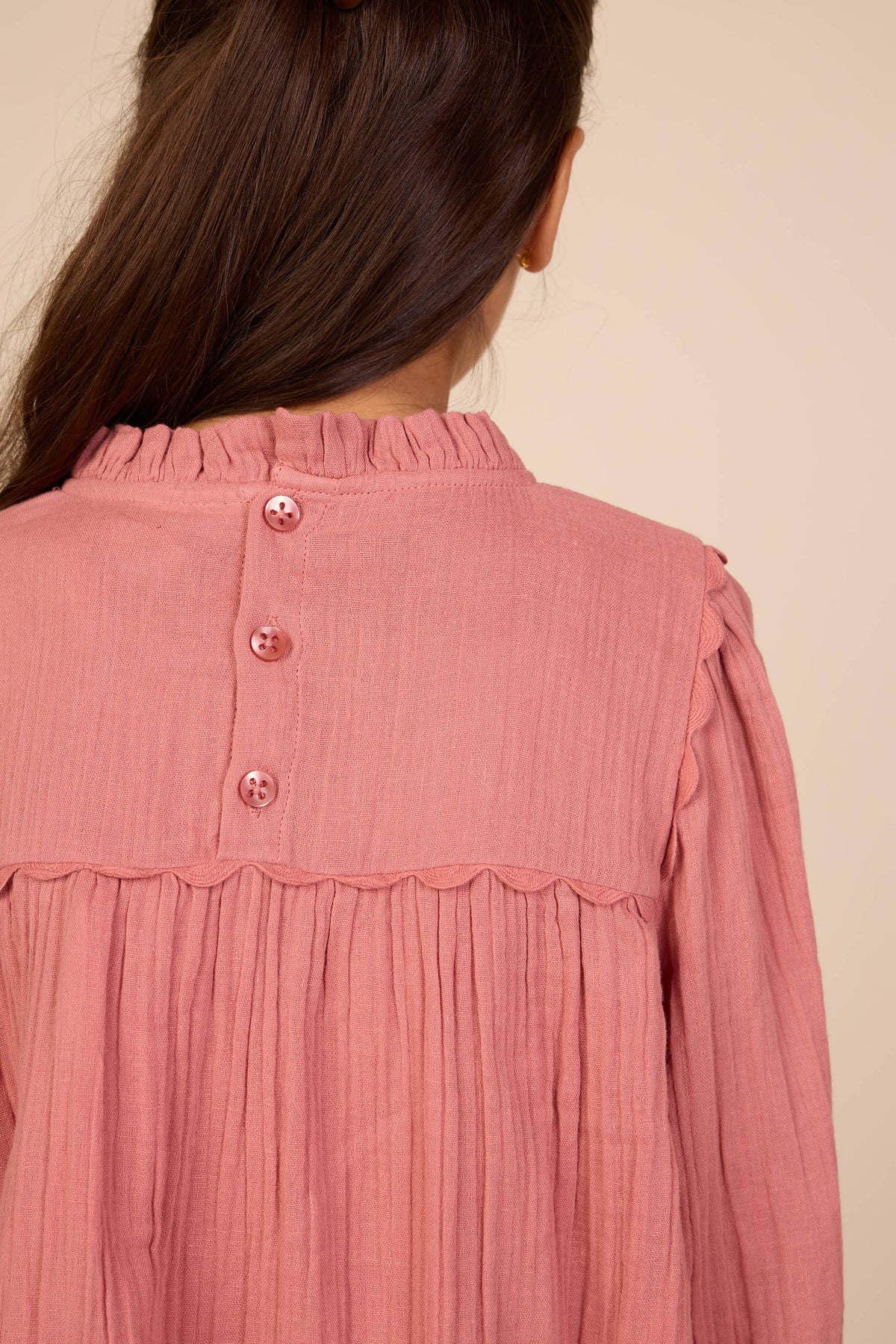 Cross-Stitch Double Gauze Dress - Tween - Dusty Rose | 101466 Laureen
