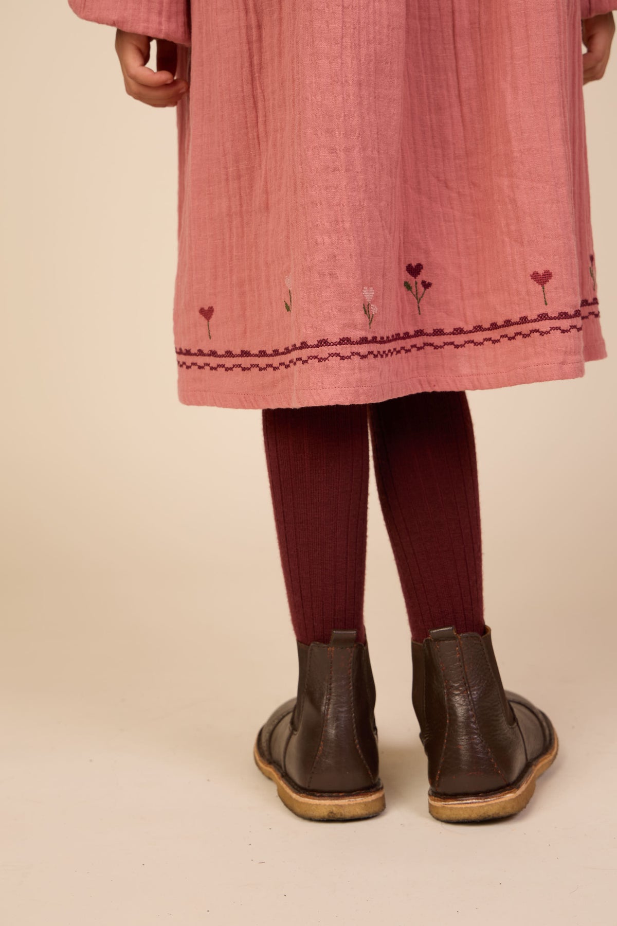 Cross-Stitch Double Gauze Dress - Tween - Dusty Rose | 101466 Laureen