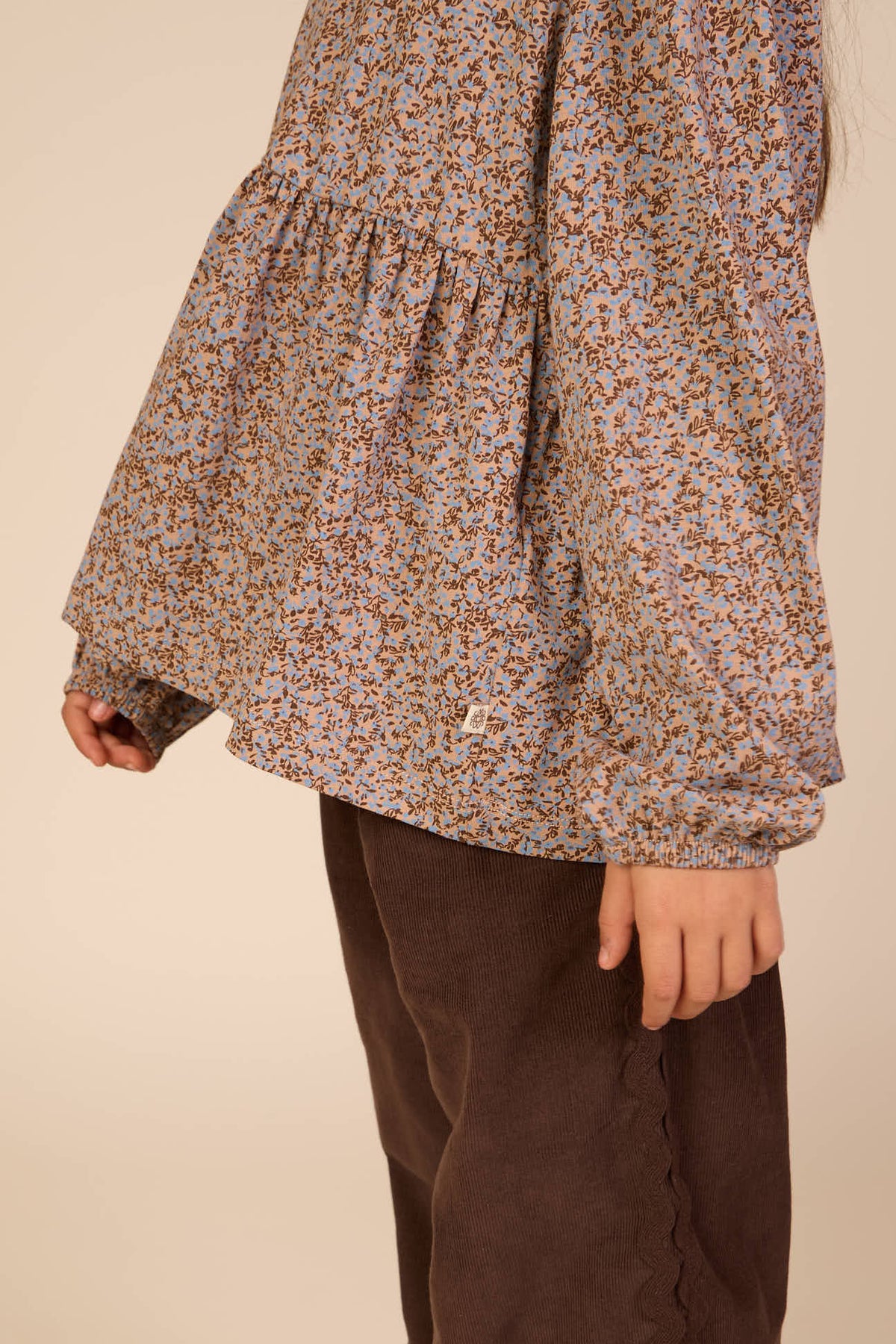 Printed Peplum Jersey Blouse - Kids - Blue/Brown | 101541 Heidi