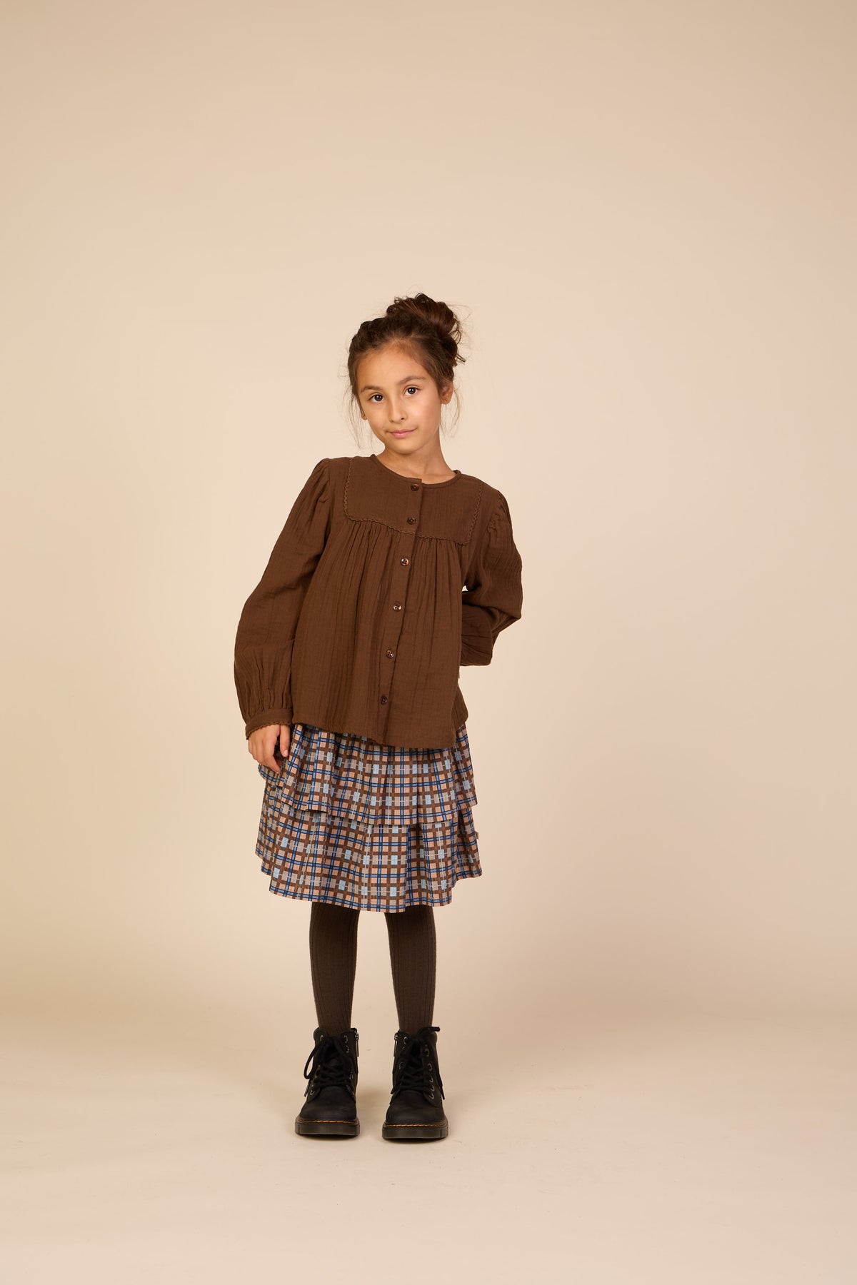 Checked Cotton Skirt - Tween - Blue | 101500 Penny