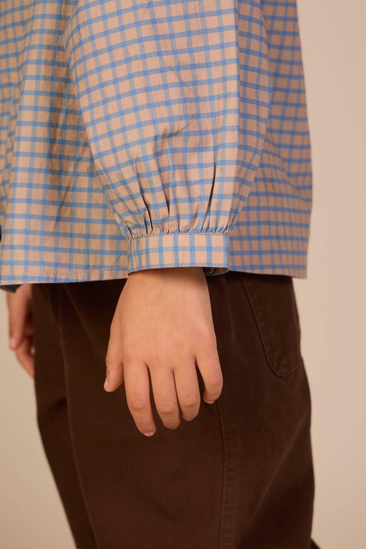 Frill Collar Poplin Blouse - Tween - Blue Check | 101452 Julia