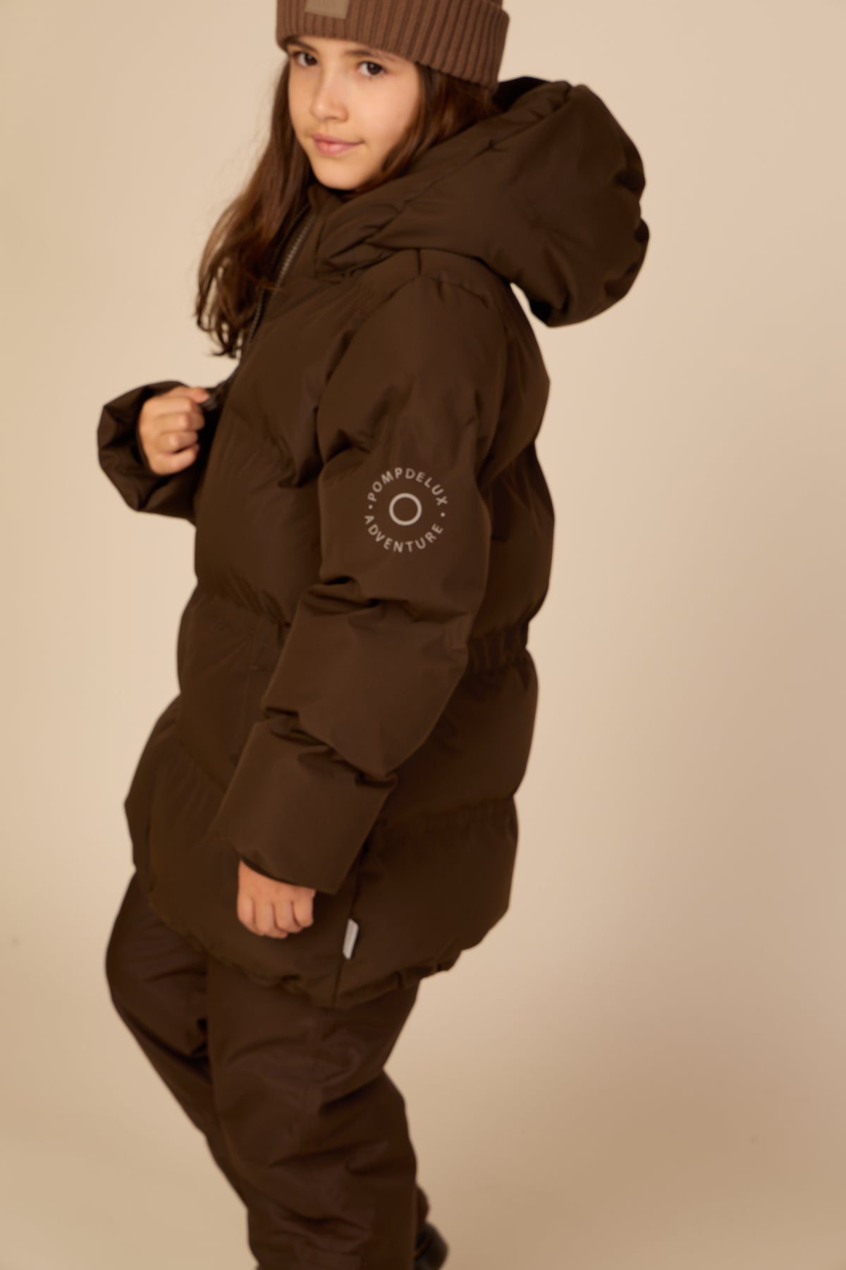 Winter Puffer Jacket with Drawstring - Tween - Dark Brown | 101414 Elenor
