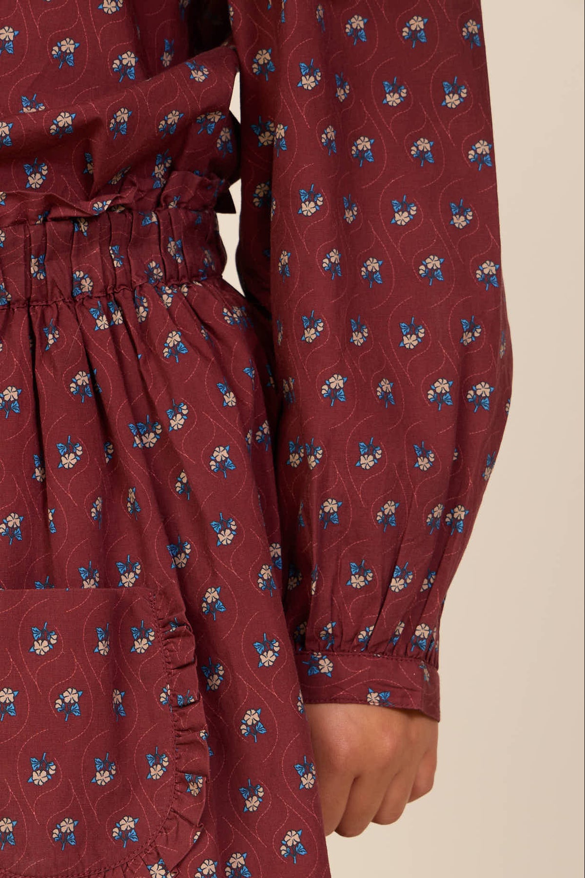 Frill Collar Poplin Blouse - Kids - Bordeaux Flowerprint | 101453 Julia