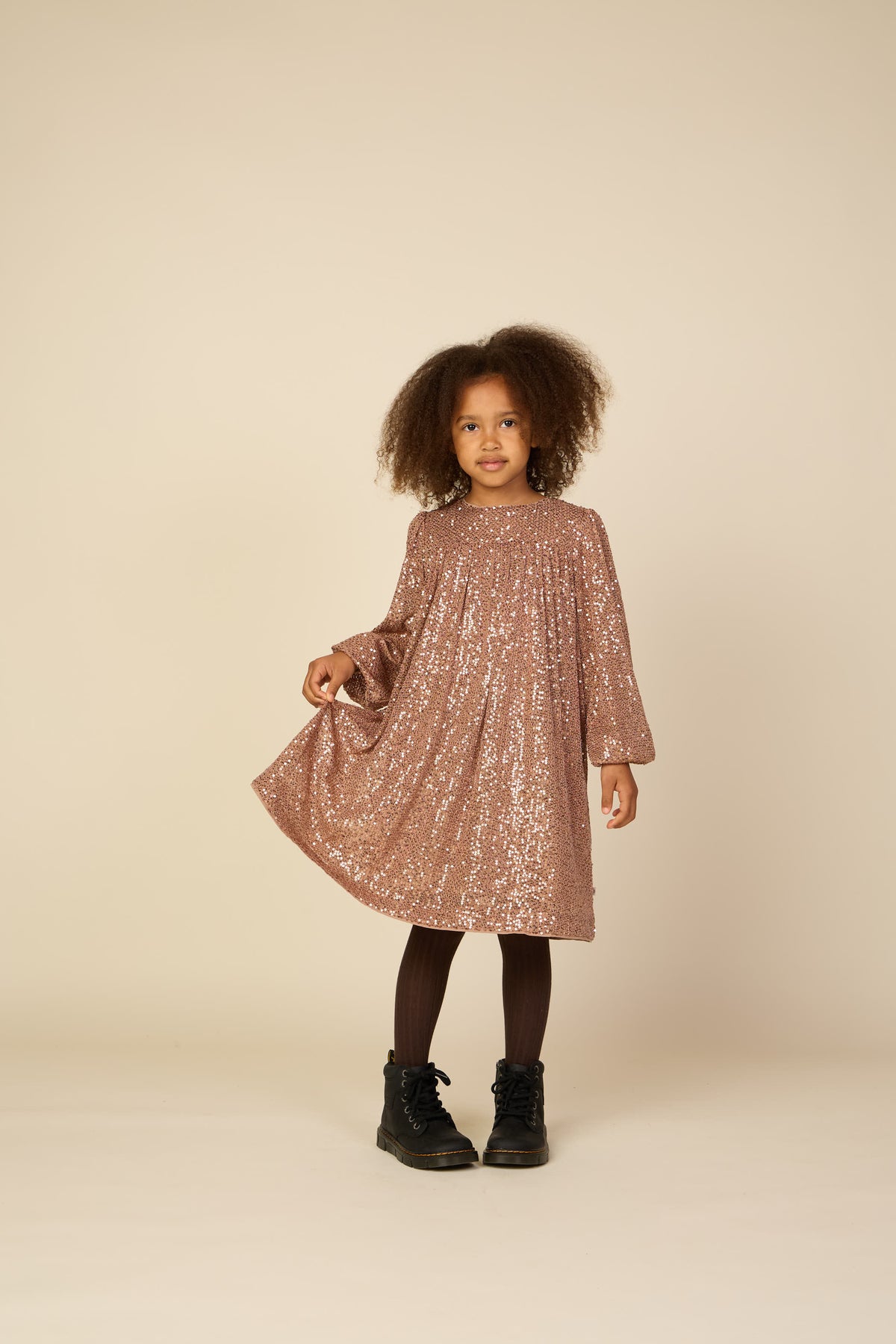 Sequin Dress - Tween - Light Brown | 101676 Amber