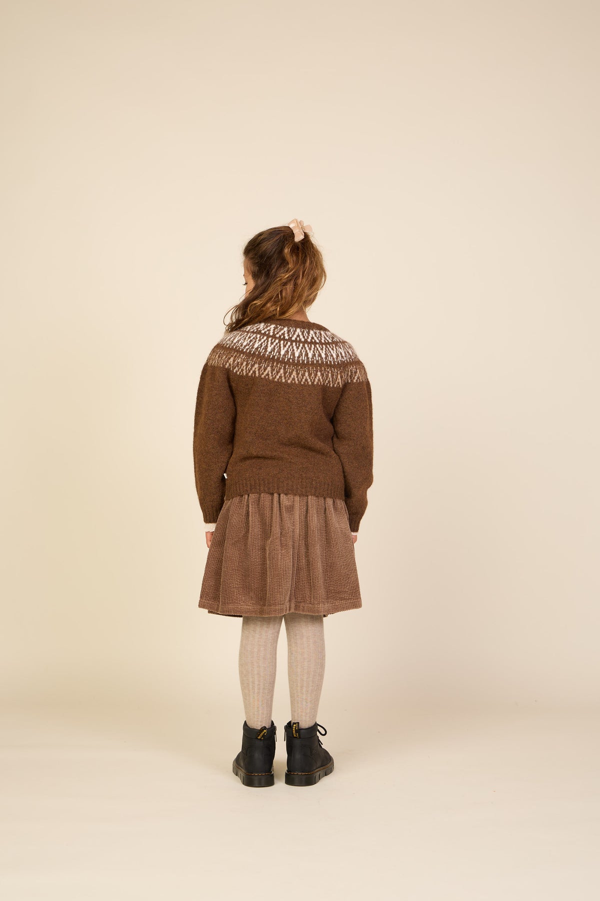 Jacquard Knit Cardigan - Tween - Brown | 101524 Daniella