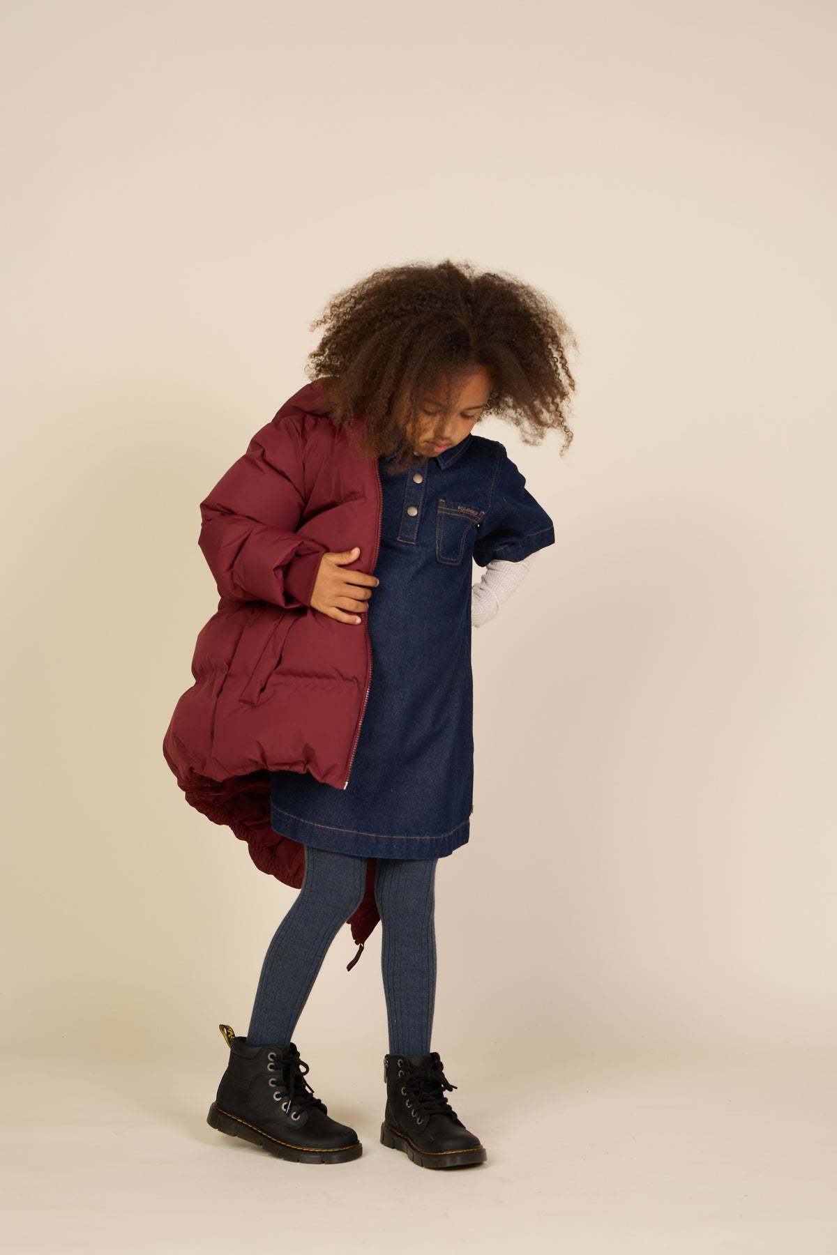 Winter Puffer Jacket with Drawstring - Tween - Bordeaux | 101416 Elenor