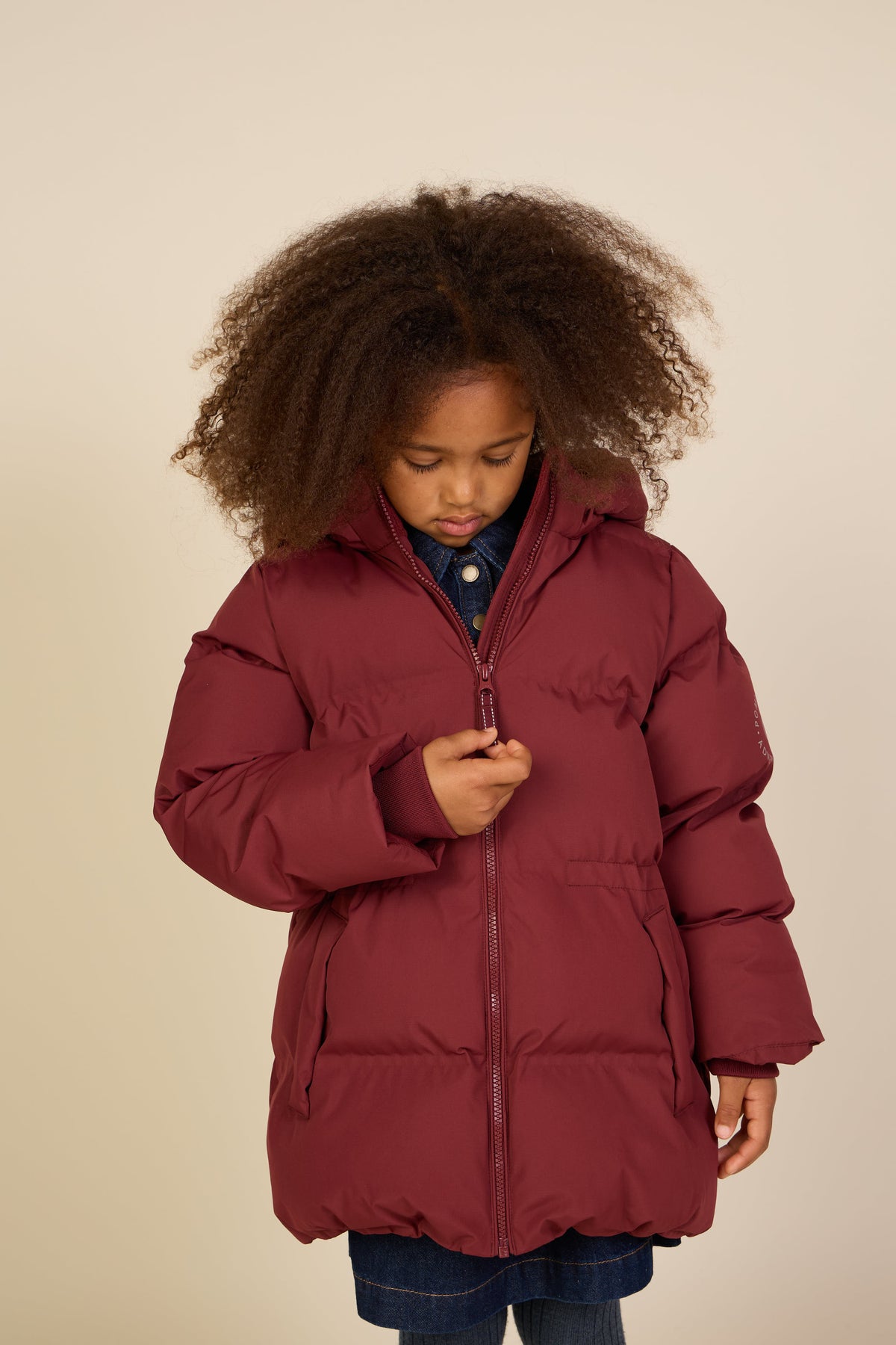 Winter Puffer Jacket with Drawstring - Tween - Bordeaux | 101416 Elenor