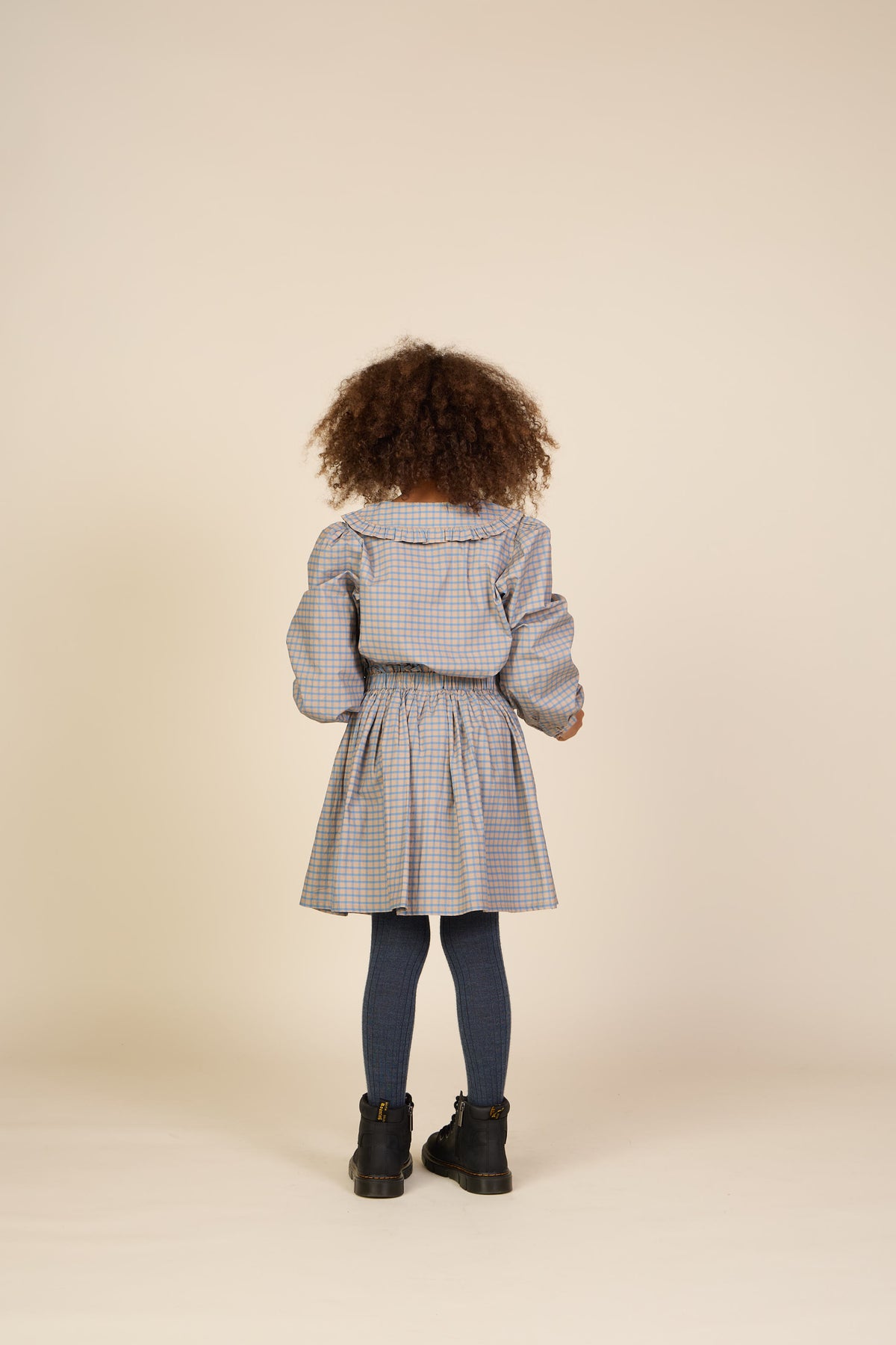 Frill Pocket Poplin Skirt - Tween - Blue Check | 101446 Julia
