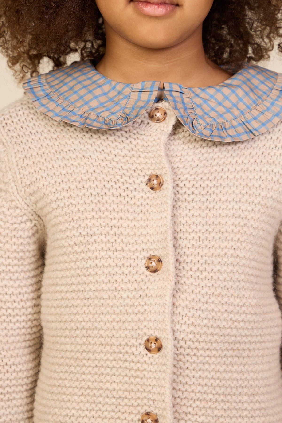 Wool Knit Cardigan - Tween - Caffe Latte Melange | 100875 Maya