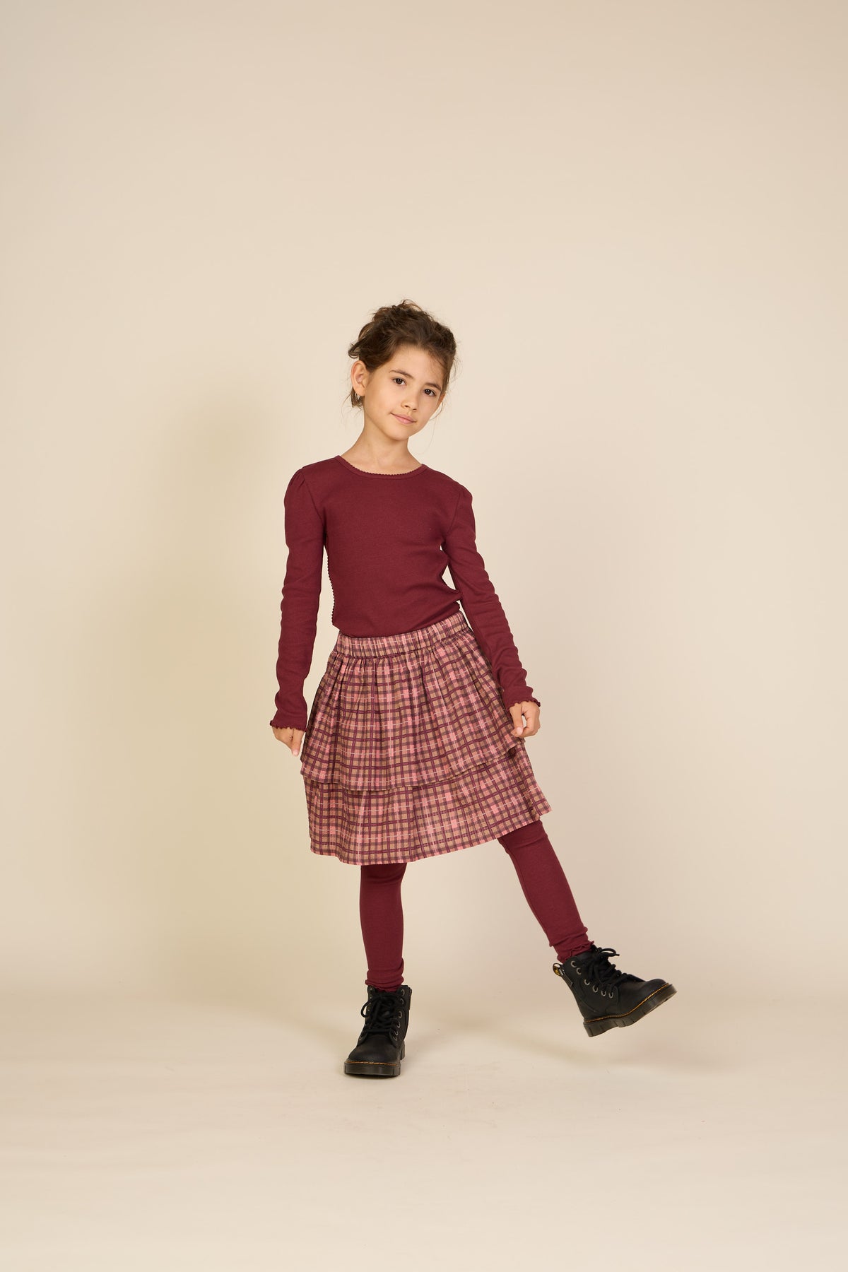 Ribbed Modal-Blend Long-Sleeve T-Shirt - Tween - Bordeaux | 101562 Lottie