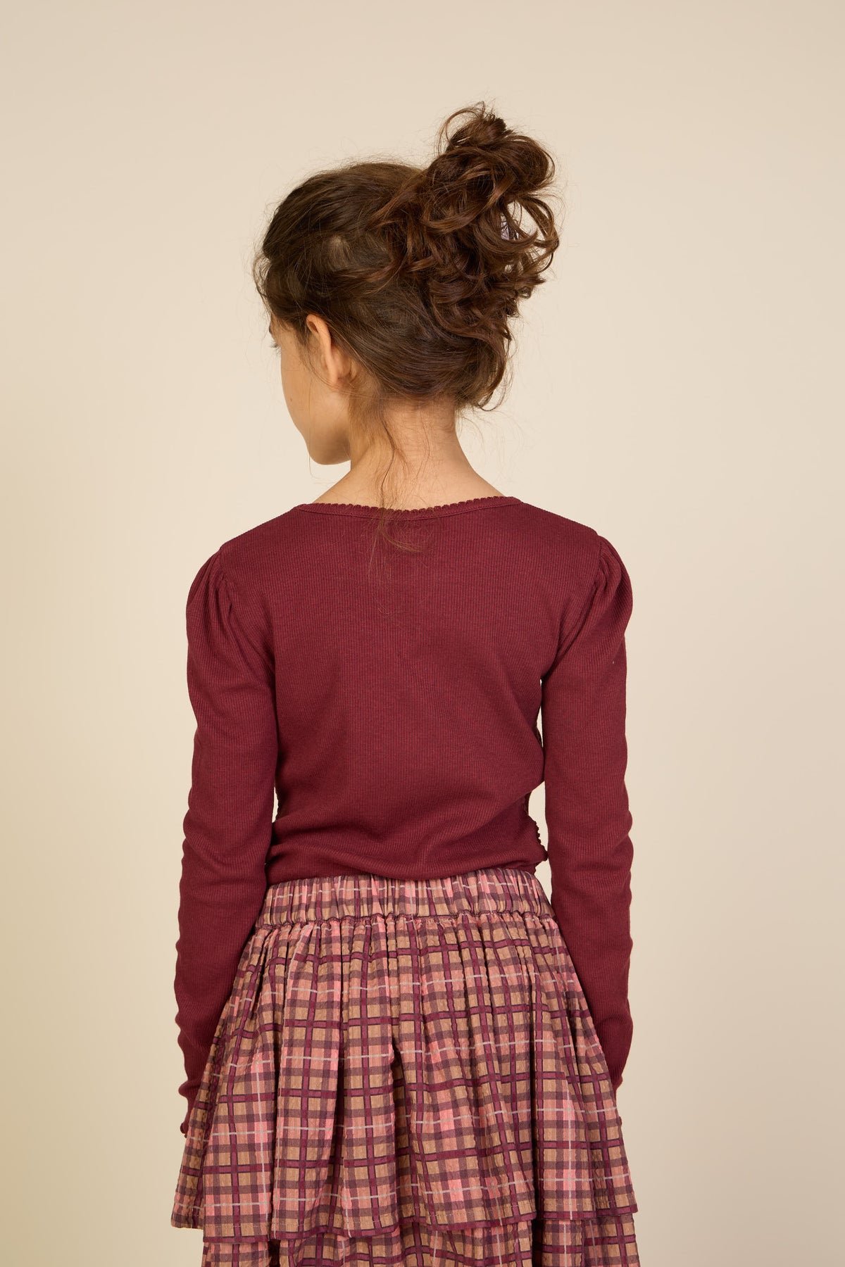 Ribbed Modal-Blend Long-Sleeve T-Shirt - Tween - Bordeaux | 101562 Lottie