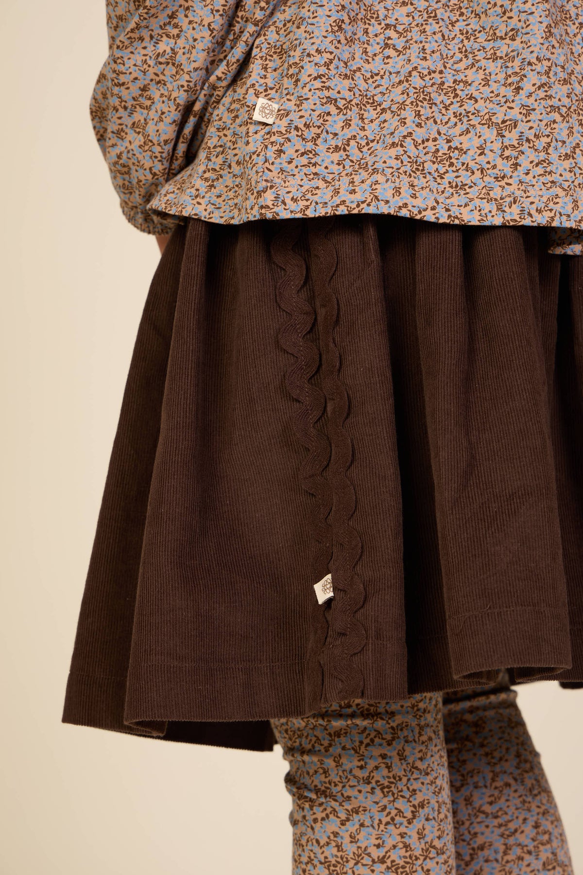 Ric Rac Corduroy Skirt - Tween - Dark Brown | 101478 Sille