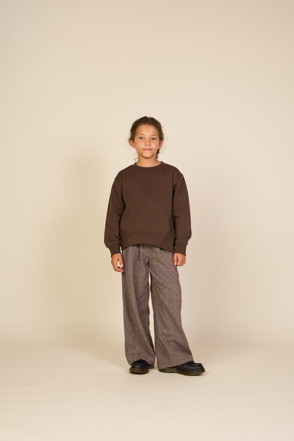 Cotton Herringbone Trousers - Tween - Dark Brown | 101522 Susse