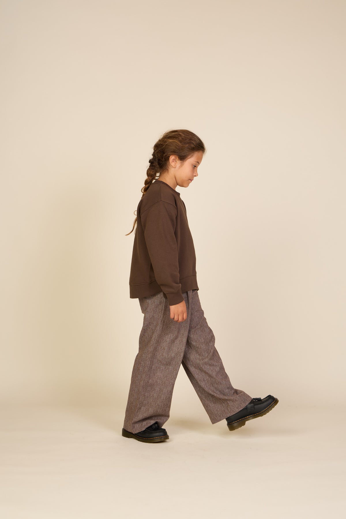 Cotton Herringbone Trousers - Tween - Dark Brown | 101522 Susse
