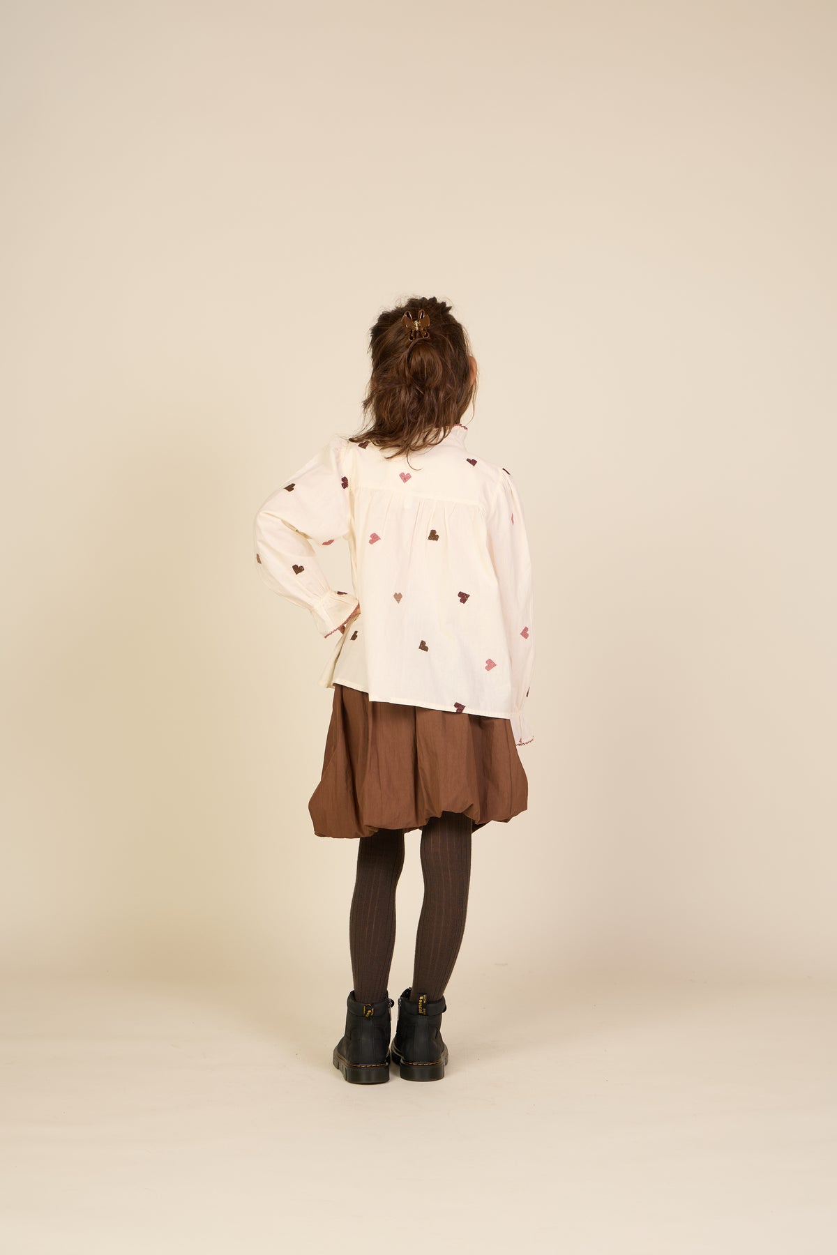 Heart Embroidered Cotton Blouse - Tween - Rose/Bordeaux | 101458 Elina