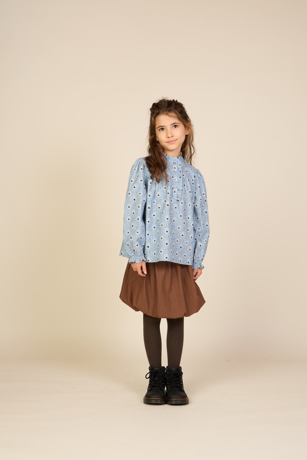 Floral Cotton Blouse - Tween - Blue/Brown | 101436 Nova