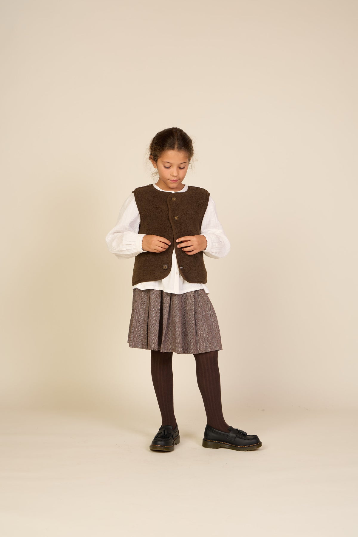 Cotton Herringbone Skirt - Tween - Dark Brown | 101521 Susse