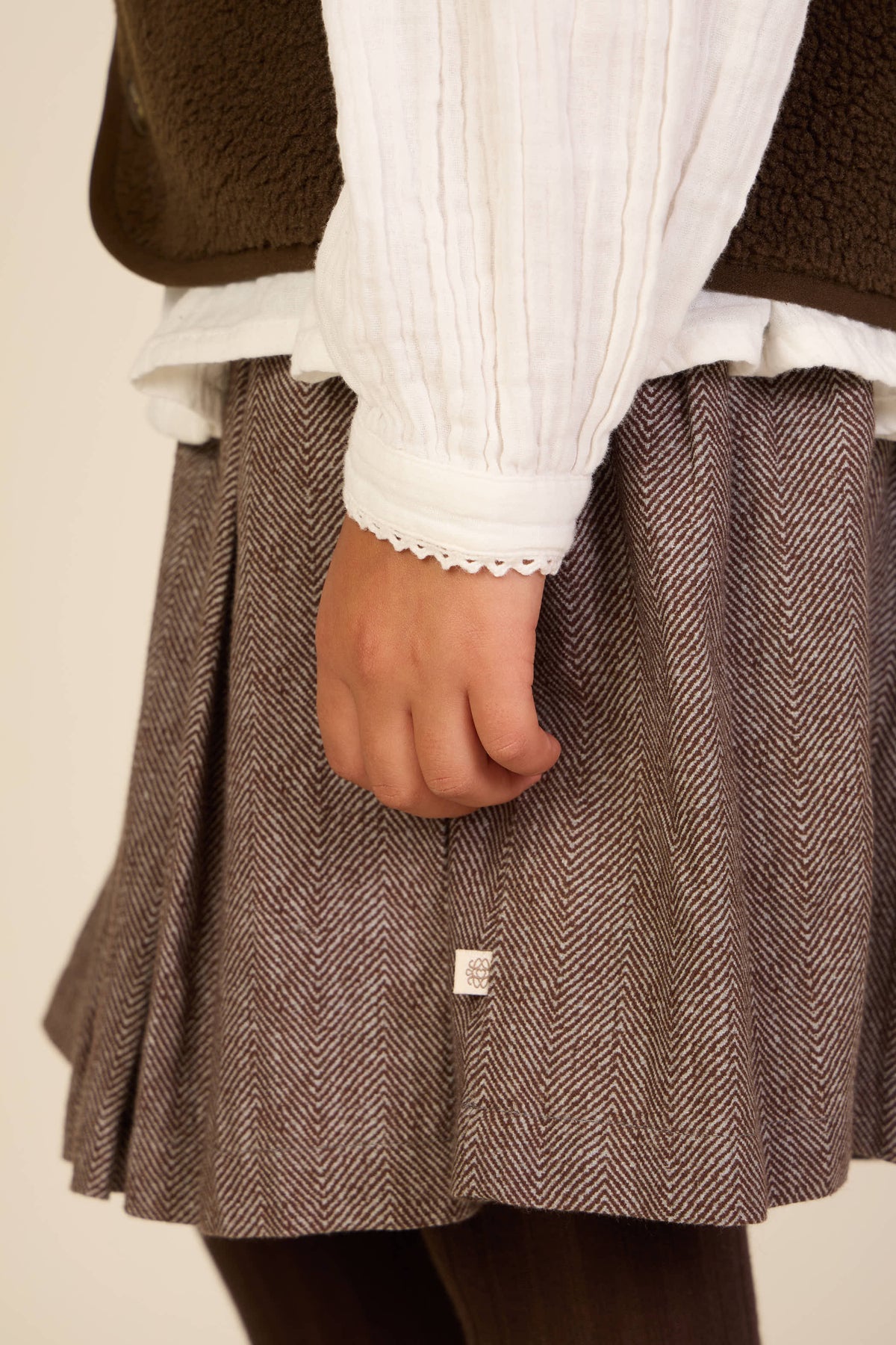 Cotton Herringbone Skirt - Tween - Dark Brown | 101521 Susse