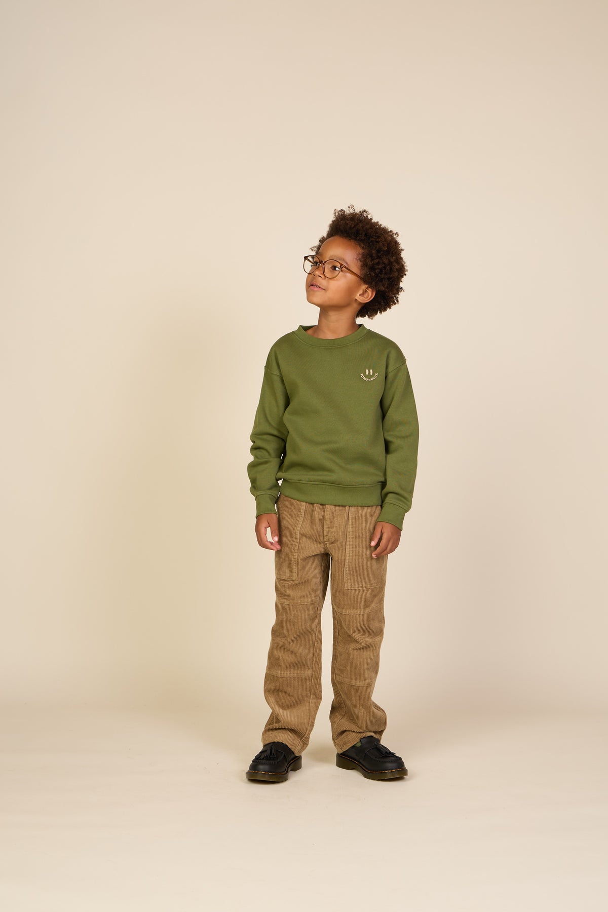 Smiley Crew Neck Sweatshirt - Tween - Moss Green | 101576 Andrew
