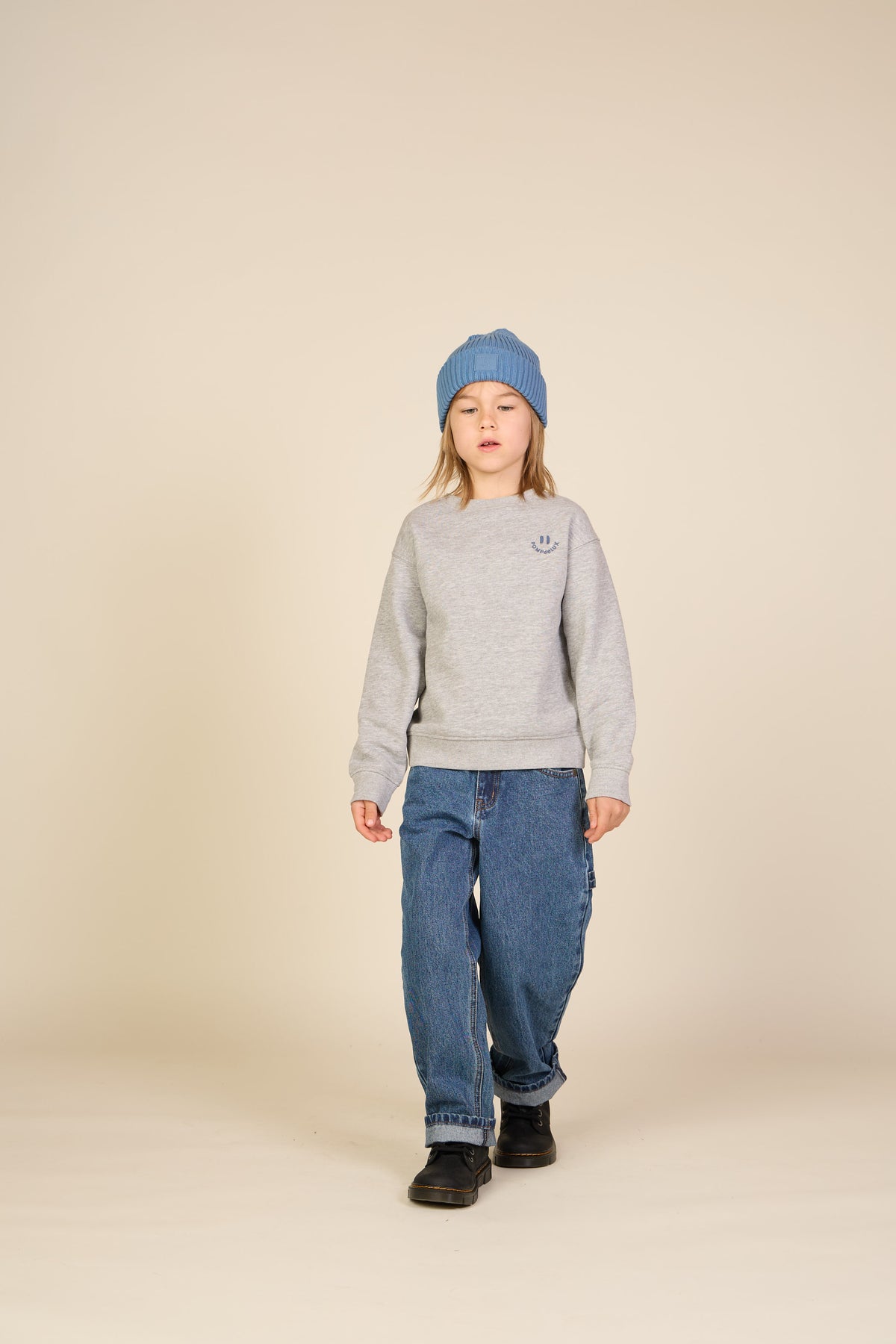Smiley Crew Neck Sweatshirt - Tween - Grey Melange | 101578 Andrew