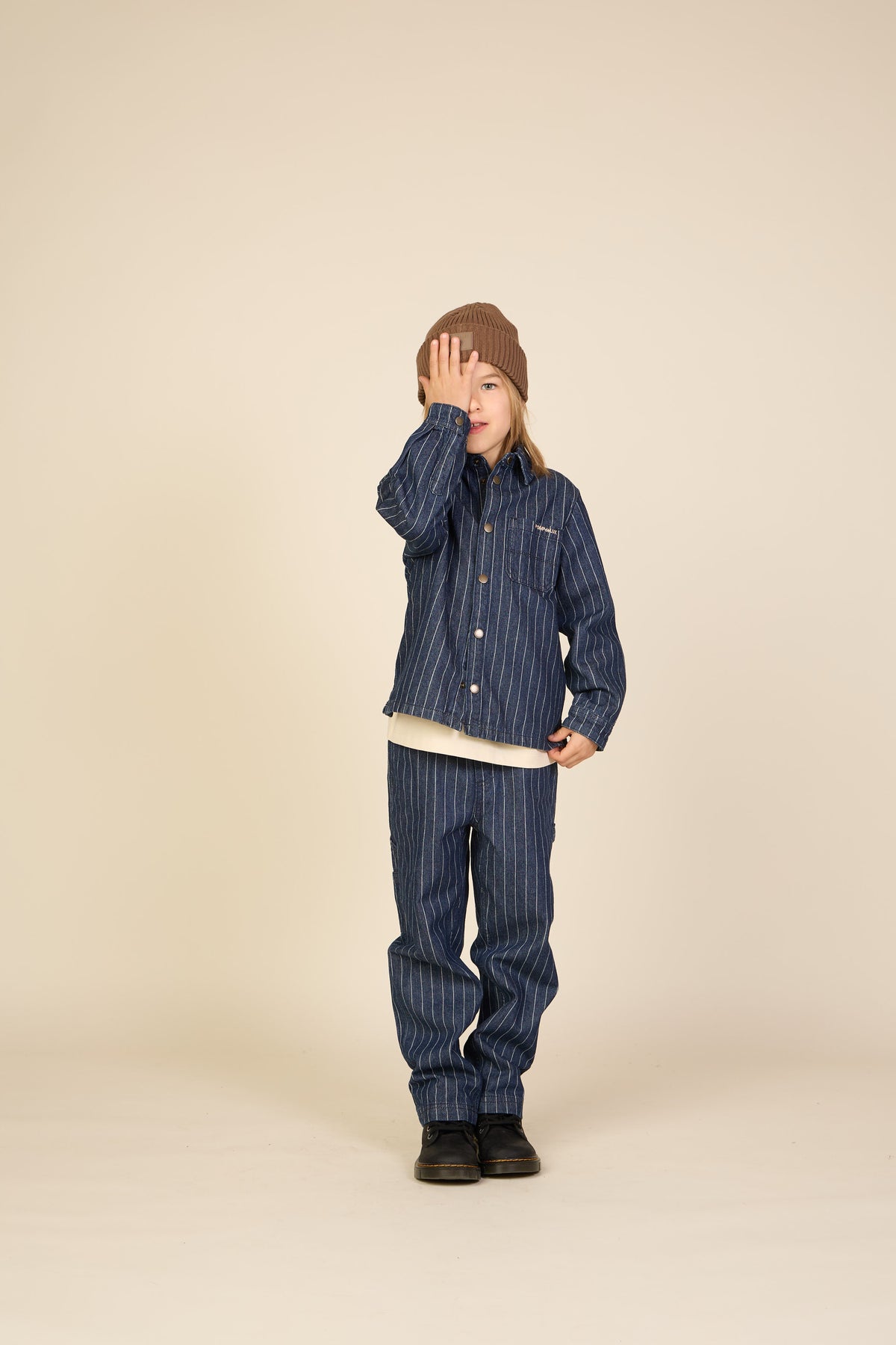 Relaxed Fit Pinstripe Cargo Jeans - Tween - Dark Blue | 101516 Austin