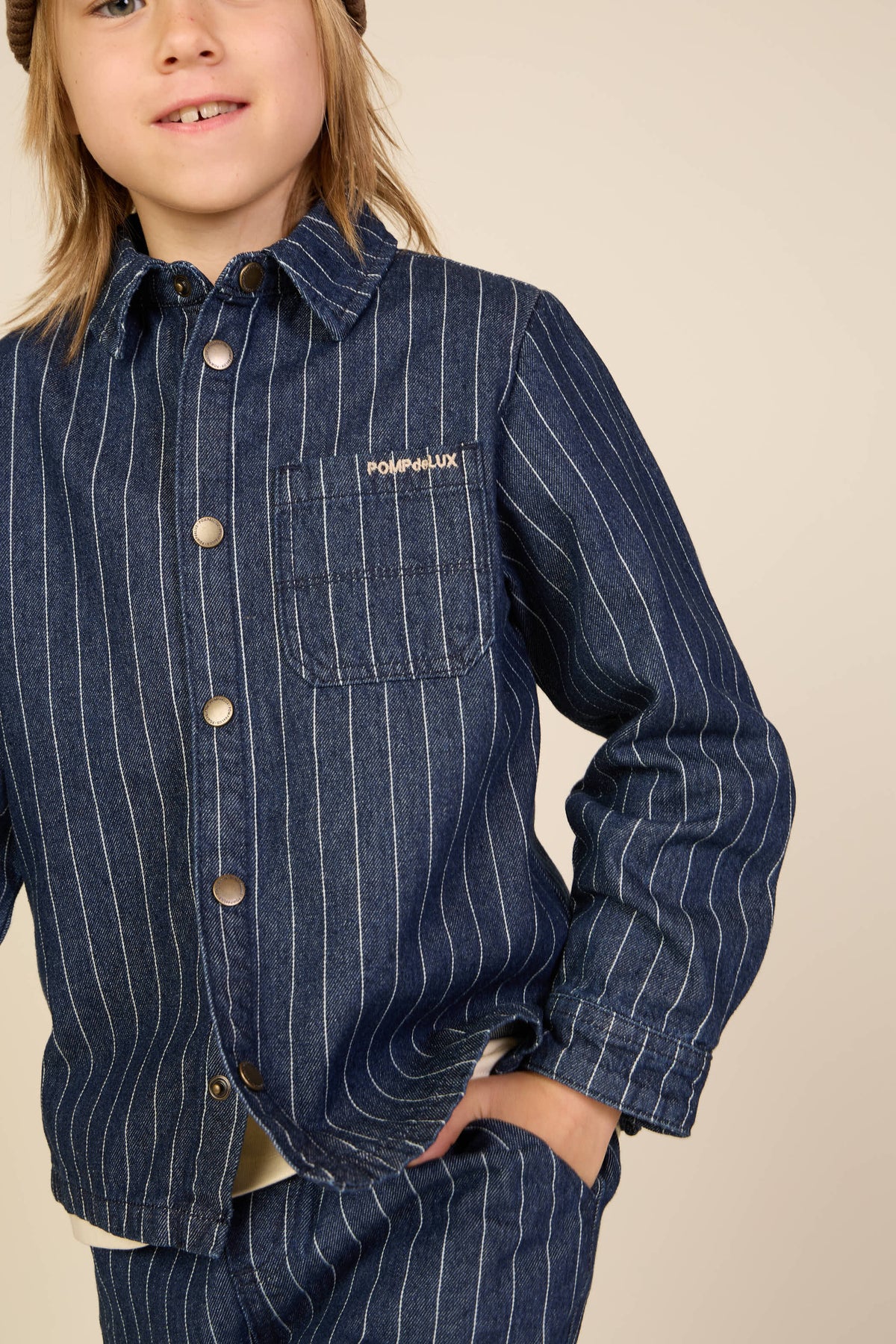 Pinstripe Denim Overshirt - Tween - Dark Blue | 101515 Austin