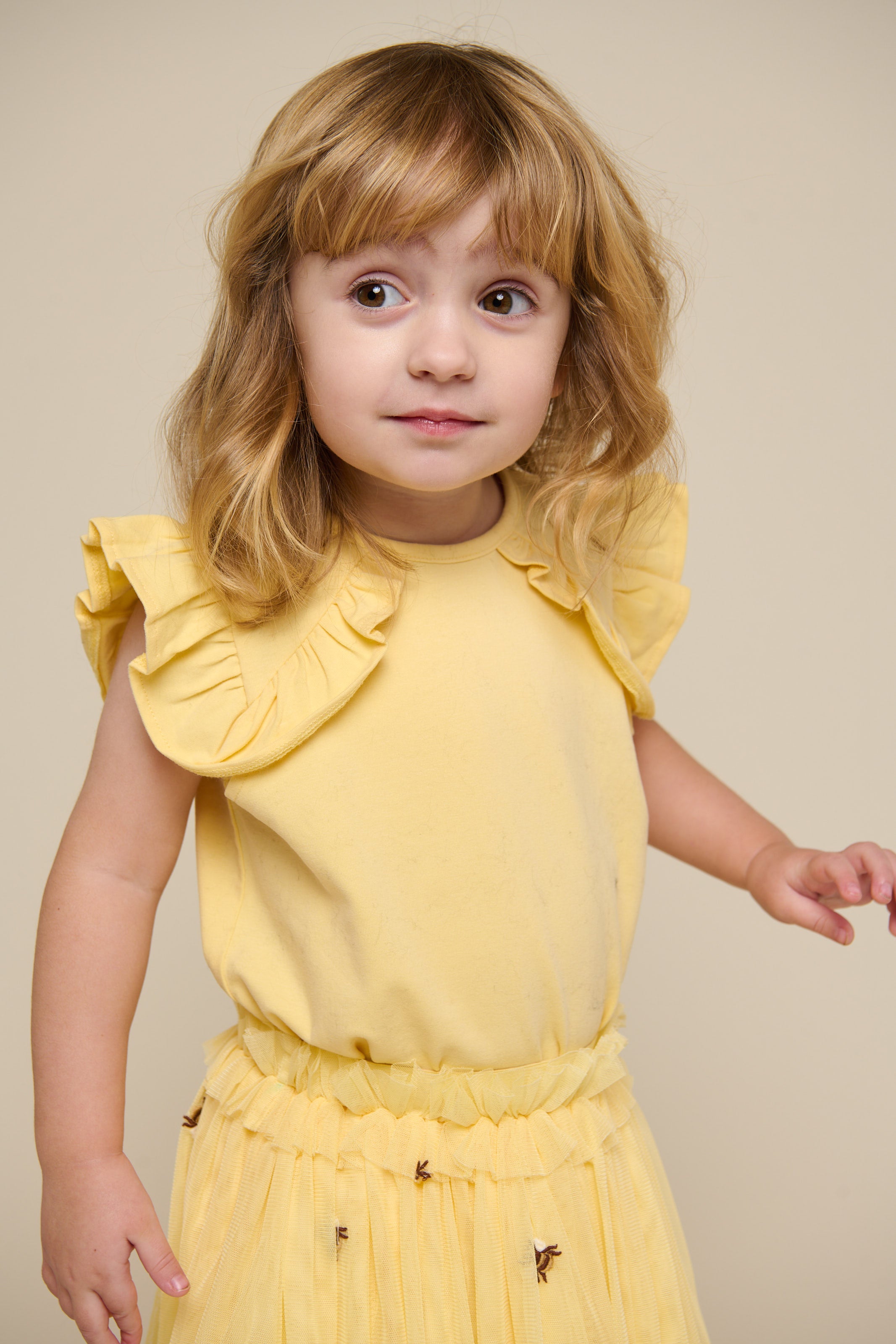 Frill Jersey Top - Kids - Sunlight | 101265 Selma