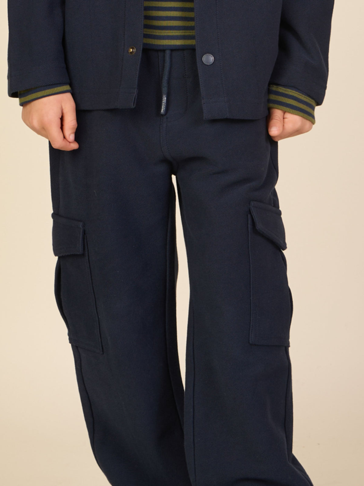 Textured Sweat Cargo Joggers - Tween - Navy | 101511 Wilder