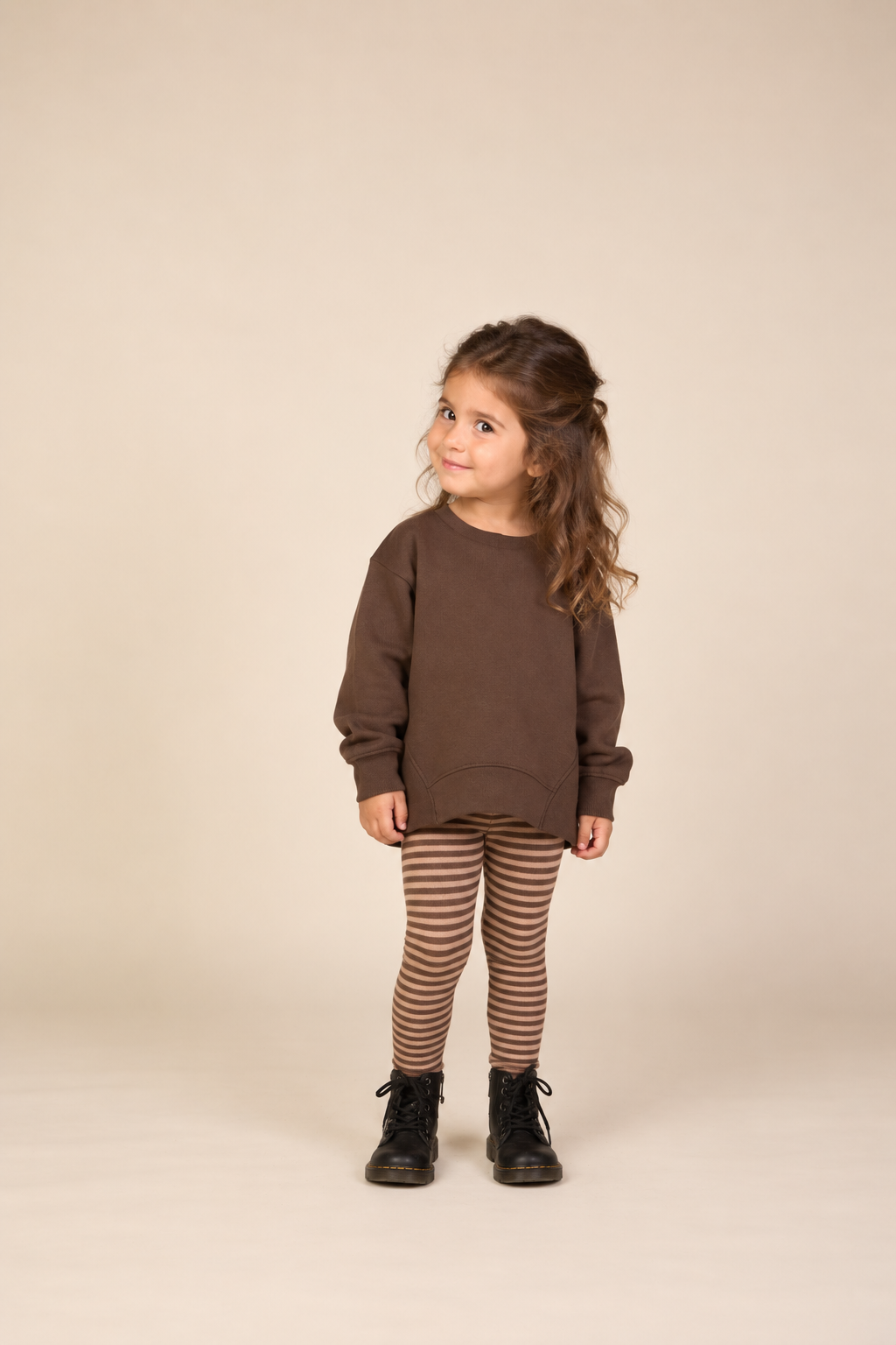 Rib Detail Sweatshirt - Kids - Dark Brown | 101626 Zoe