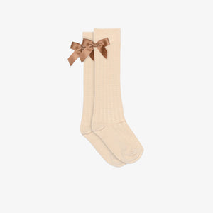 MP Knee Socks with Bow - Kids - Light Beige | 101381 MP Liva