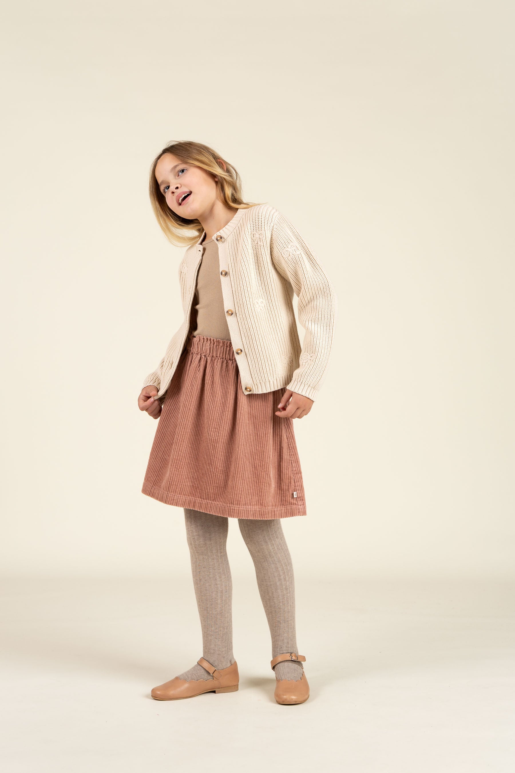 Cotton Knit Cardigan with Bows - Tween - Nature | 100791 Freya