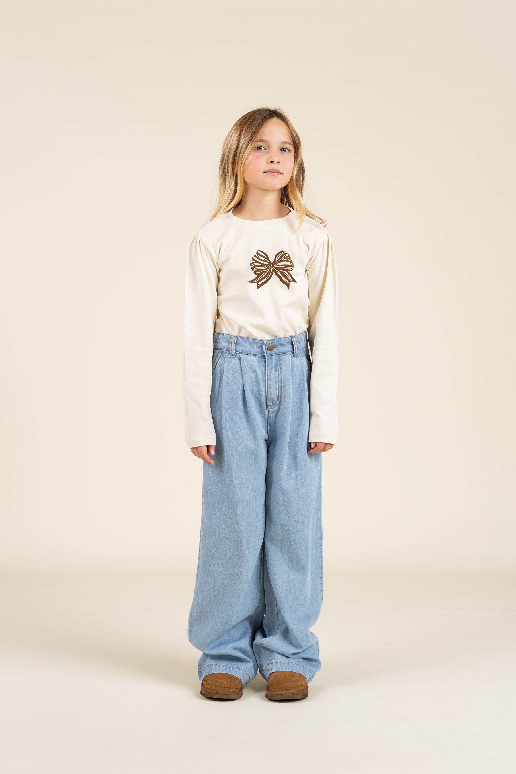 Long Sleeve  T-shirt w. Front Print - Tween - Off White | 100849 Kendell