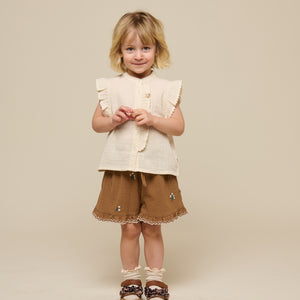 Embroidered Seersucker Shorts - Kids - Coconut | 100986 Nora