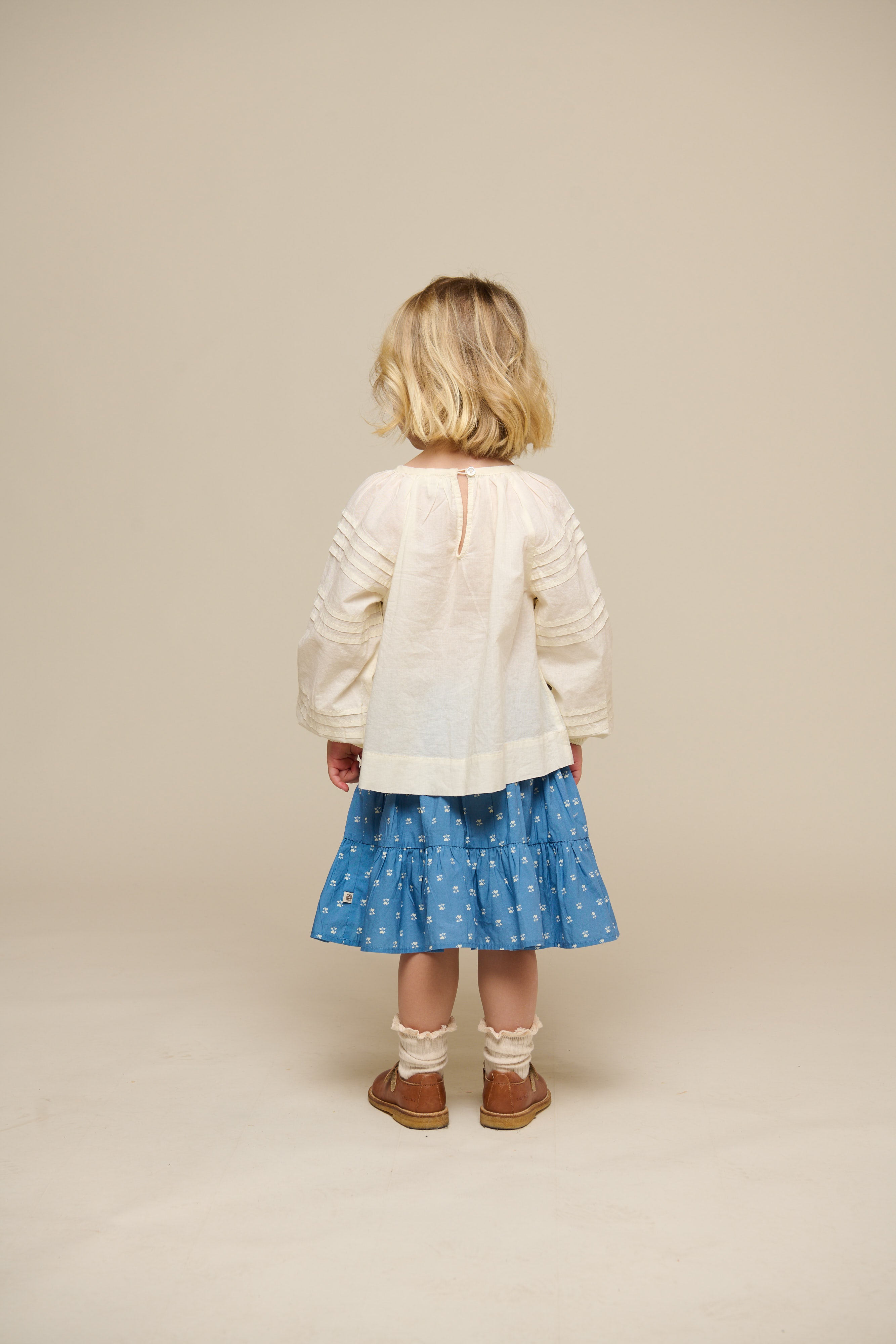 Printed Poplin Skirt - Kids - Dusty Blue | 101054 Camilla