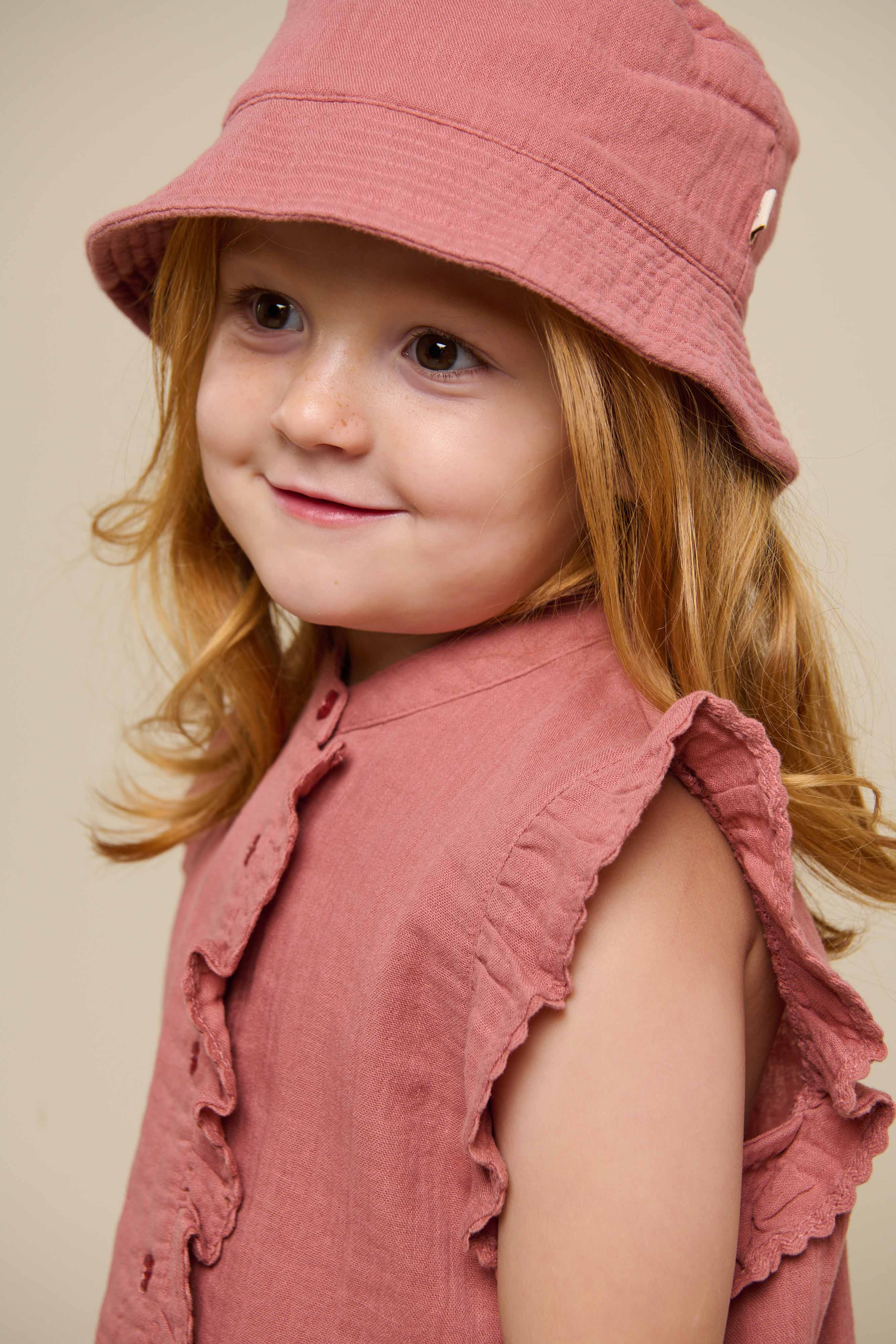 Gauze Bucket Hat - Kids - Old Rose | 100944 Jasmine
