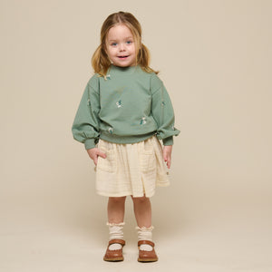 Embroidered Crewneck Sweatshirt - Kids - Dusty Green | 101211 Kimber