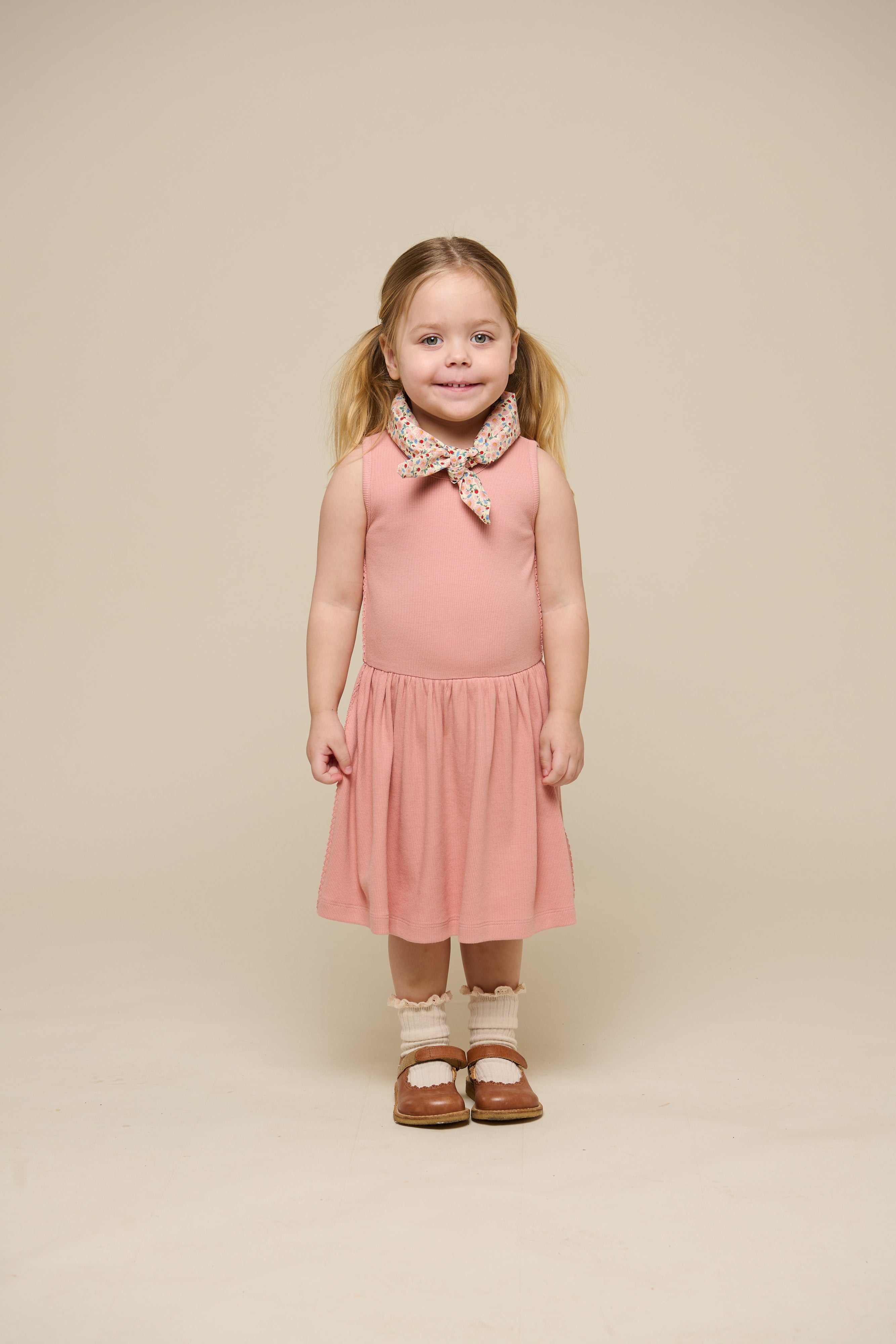 Modal Rib Sleeveless Dress - Kids - Rose Tan | 101296 Lottie