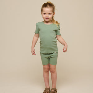 Modal Rib Short Tights - Kids - Dusty Green | 101318 Lottie