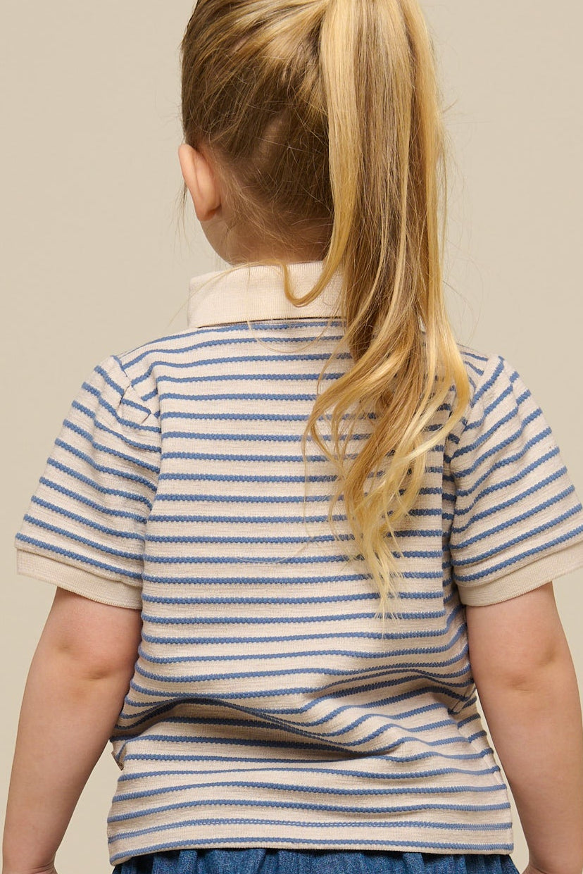 Striped Jersey Polo - Kids - Blue | 101006 Emmie