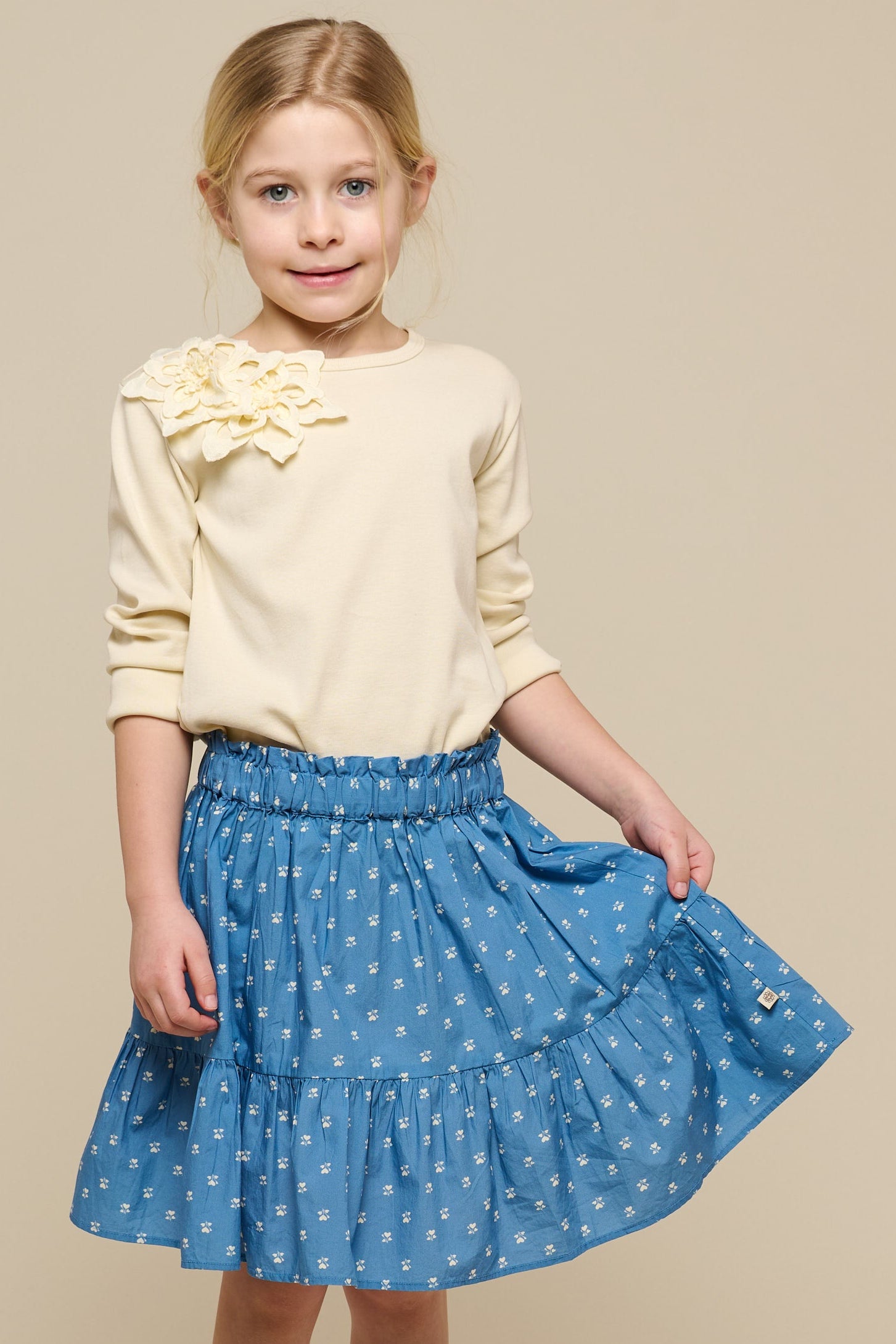 Printed Poplin Skirt - Tween - Dusty Blue | 101085 Camilla