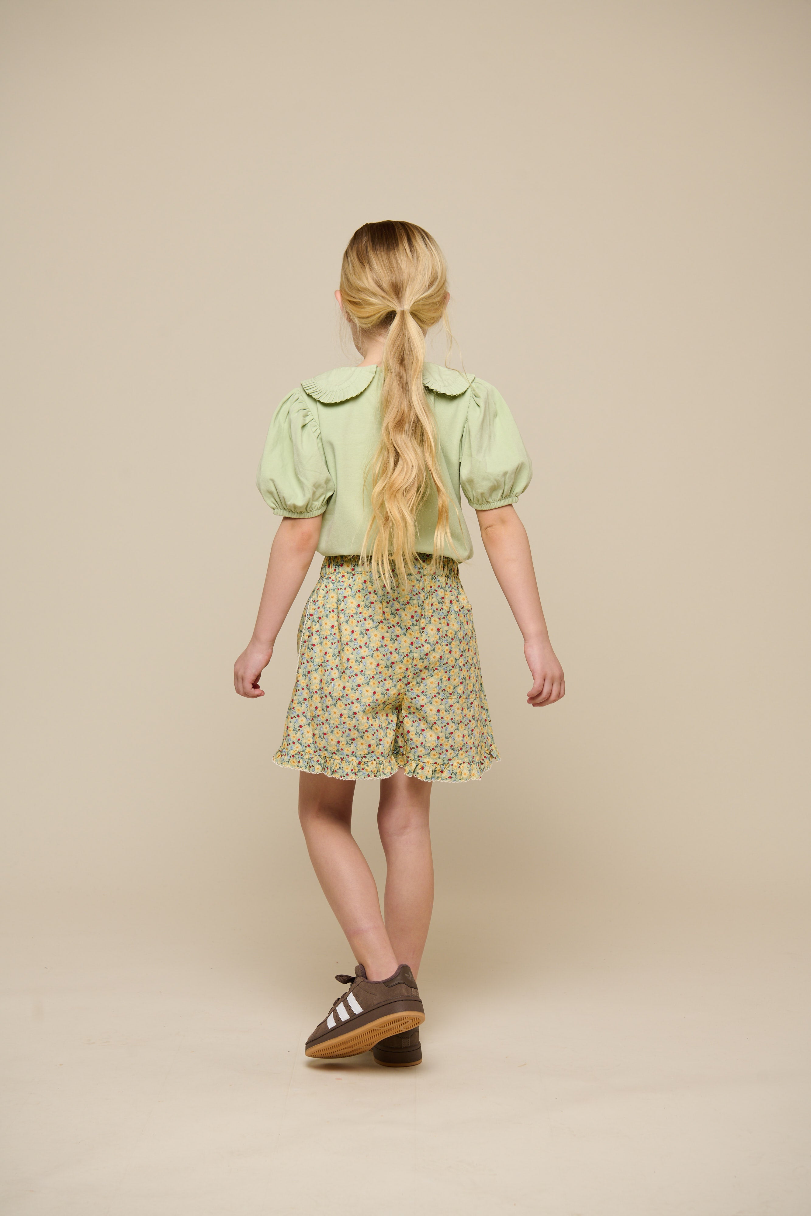 Flower Printed Poplin Shorts - Tween - Green | 100959 Poppy